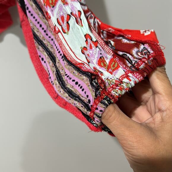 Free People We The Free Valentine Red  Balloon Sleeve Thermal Medium Red Top - Picture 5 of 10